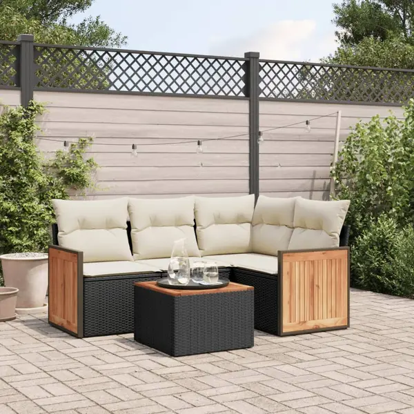Gossi set mobilier de gradina cu perne, 5 piese, negru, poliratan