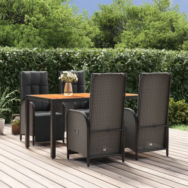 Gossi set mobilier de gradina cu perne, 5 piese, negru, poliratan