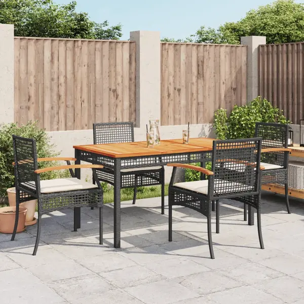 Gossi set mobilier de gradina cu perne, 5 piese, negru, poliratan