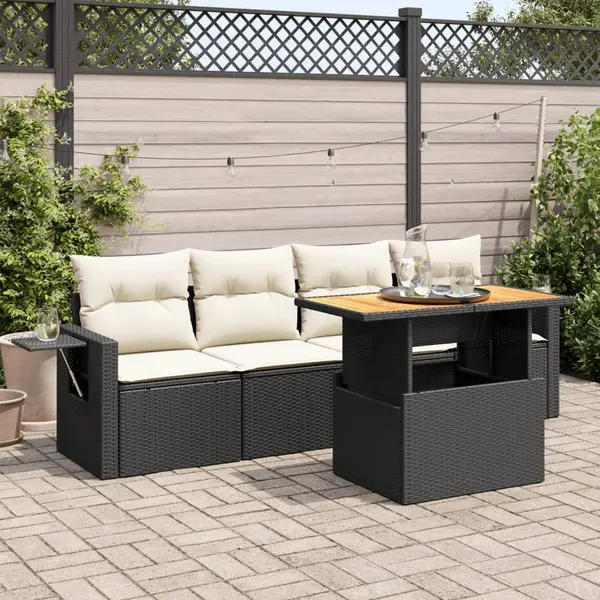 Gossi set mobilier de gradina cu perne, 5 piese, negru, poliratan