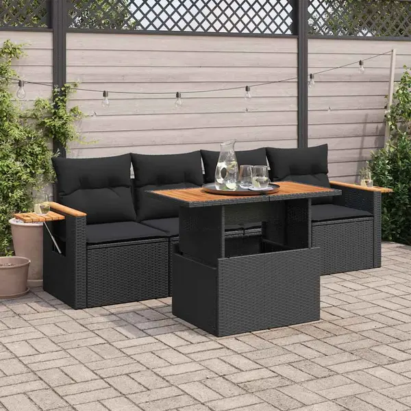 Gossi set mobilier de gradina cu perne, 5 piese,poliratan/lemn acacia