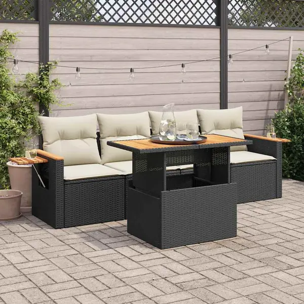 Gossi set mobilier de gradina cu perne, 5 piese,poliratan/lemn acacia