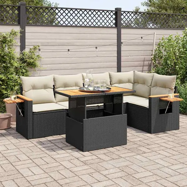 Gossi set mobilier de gradina cu perne, 5 piese,poliratan/lemn acacia