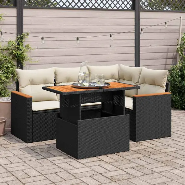 Gossi set mobilier de gradina cu perne, 5 piese,poliratan/lemn acacia