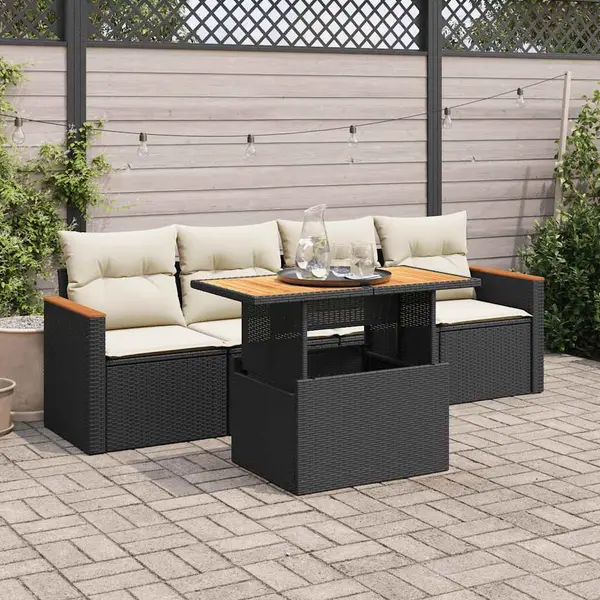 Gossi set mobilier de gradina cu perne, 5 piese,poliratan/lemn acacia