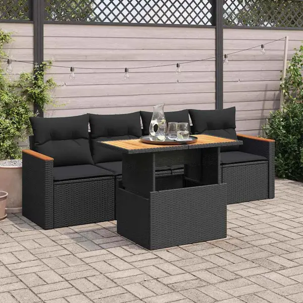 Gossi set mobilier de gradina cu perne, 5 piese,poliratan/lemn acacia