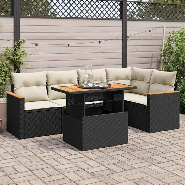 Gossi set mobilier de gradina cu perne, 5 piese,poliratan/lemn acacia
