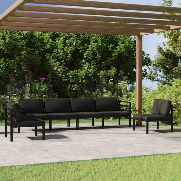Gossi set mobilier de gradina cu perne, 6 piese, antracit, aluminiu
