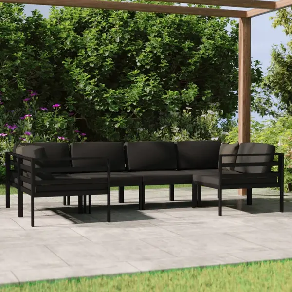 Gossi set mobilier de gradina cu perne, 6 piese, antracit, aluminiu