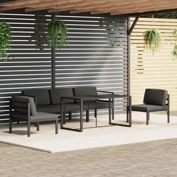 Gossi set mobilier de gradina cu perne, 6 piese, antracit, aluminiu