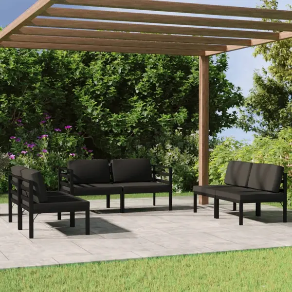 Gossi set mobilier de gradina cu perne, 6 piese, antracit, aluminiu