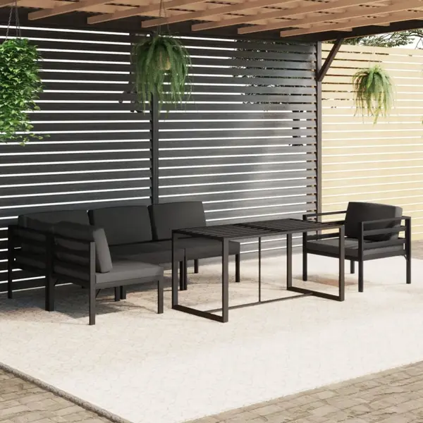 Gossi set mobilier de gradina cu perne, 6 piese, antracit, aluminiu