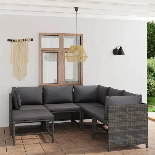 Gossi set mobilier de gradina cu perne, 6 piese, gri, poliratan