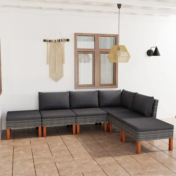 Gossi set mobilier de gradina cu perne, 6 piese, gri, poliratan