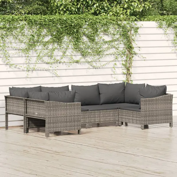 Gossi set mobilier de gradina cu perne, 6 piese, gri, poliratan