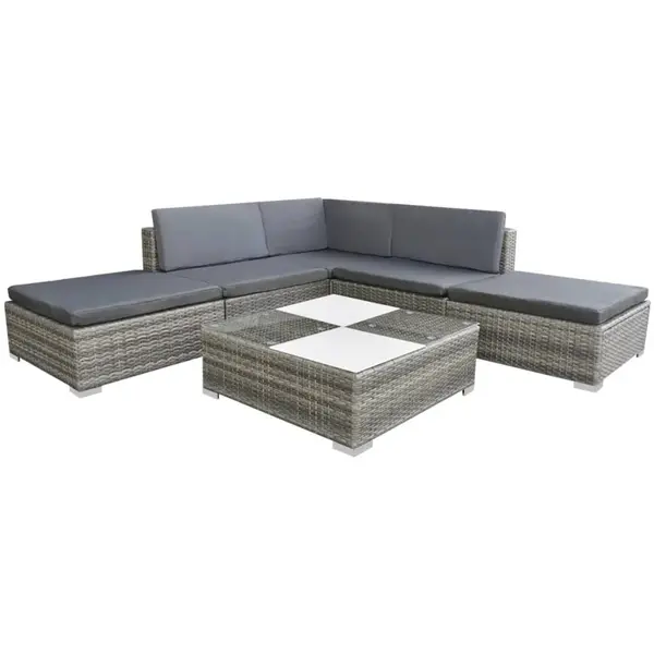 Gossi set mobilier de gradina cu perne, 6 piese, gri, poliratan