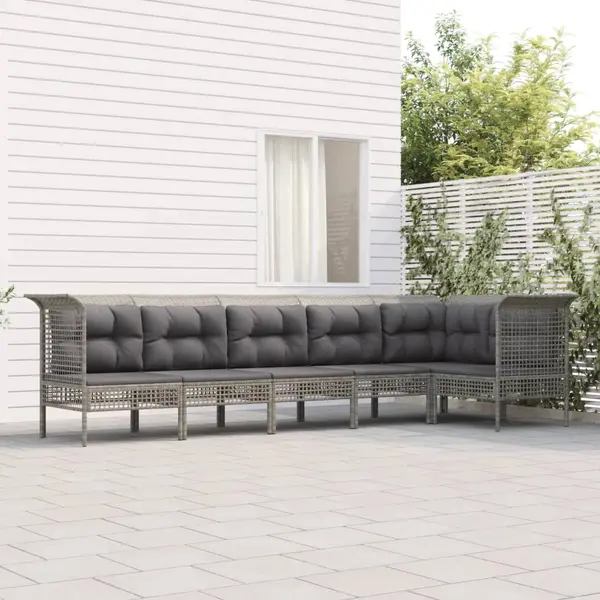 Gossi set mobilier de gradina cu perne, 6 piese, gri, poliratan