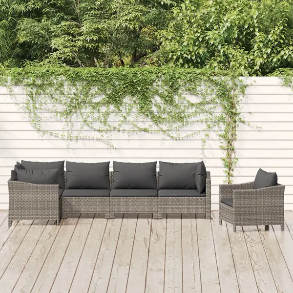 Gossi set mobilier de gradina cu perne, 6 piese, gri, poliratan