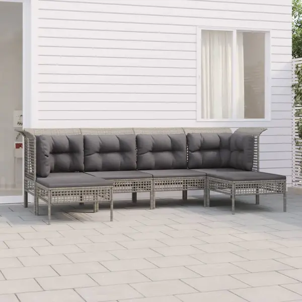 Gossi set mobilier de gradina cu perne, 6 piese, gri, poliratan