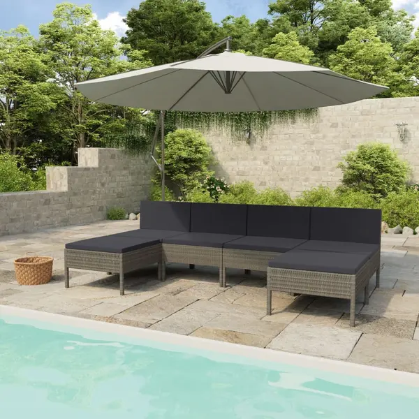 Gossi set mobilier de gradina cu perne, 6 piese, gri, poliratan