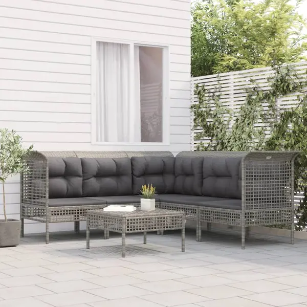 Gossi set mobilier de gradina cu perne, 6 piese, gri, poliratan
