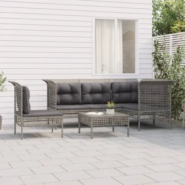 Gossi set mobilier de gradina cu perne, 6 piese, gri, poliratan