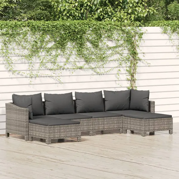 Gossi set mobilier de gradina cu perne, 6 piese, gri, poliratan