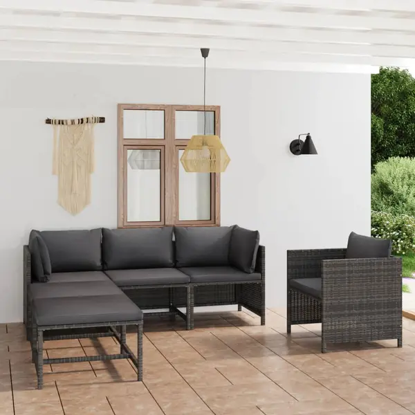 Gossi set mobilier de gradina cu perne, 6 piese, gri, poliratan