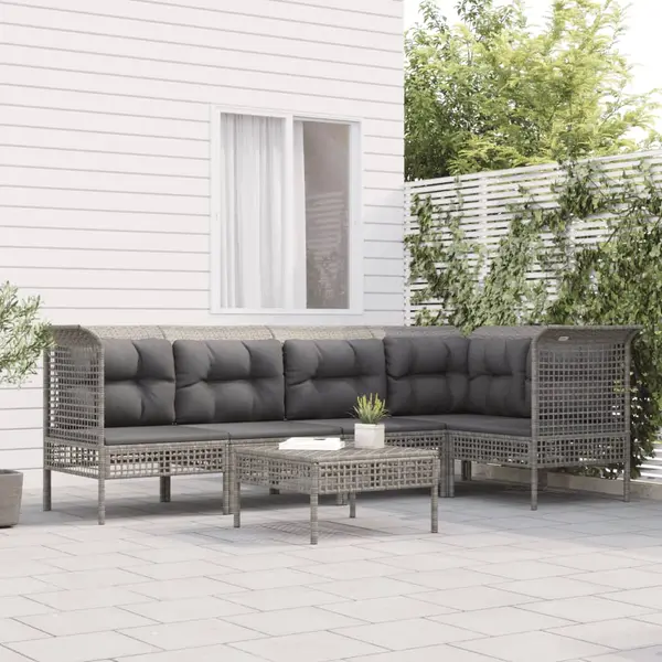 Gossi set mobilier de gradina cu perne, 6 piese, gri, poliratan