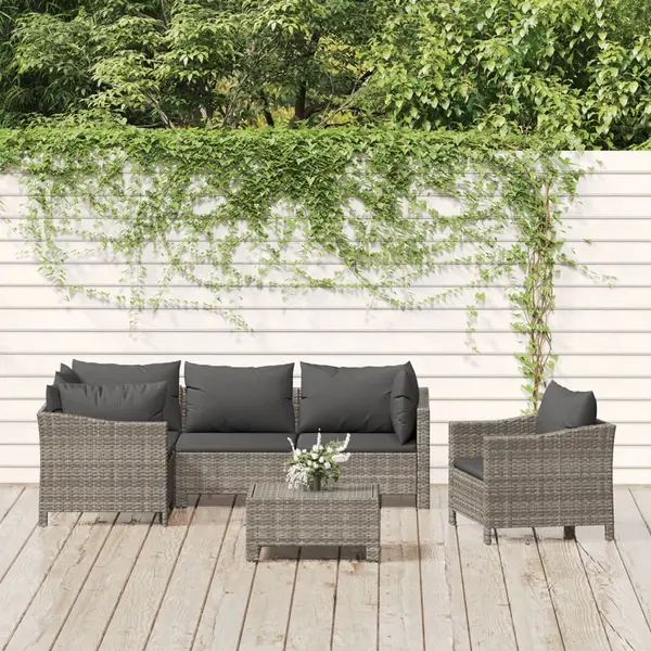 Gossi set mobilier de gradina cu perne, 6 piese, gri, poliratan