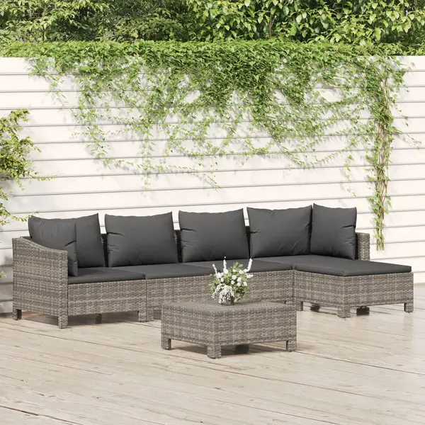 Gossi set mobilier de gradina cu perne, 6 piese, gri, poliratan