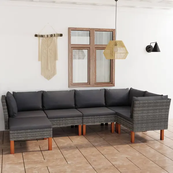 Gossi set mobilier de gradina cu perne, 6 piese, gri, poliratan
