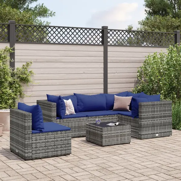 Gossi set mobilier de gradina cu perne, 6 piese, gri, poliratan