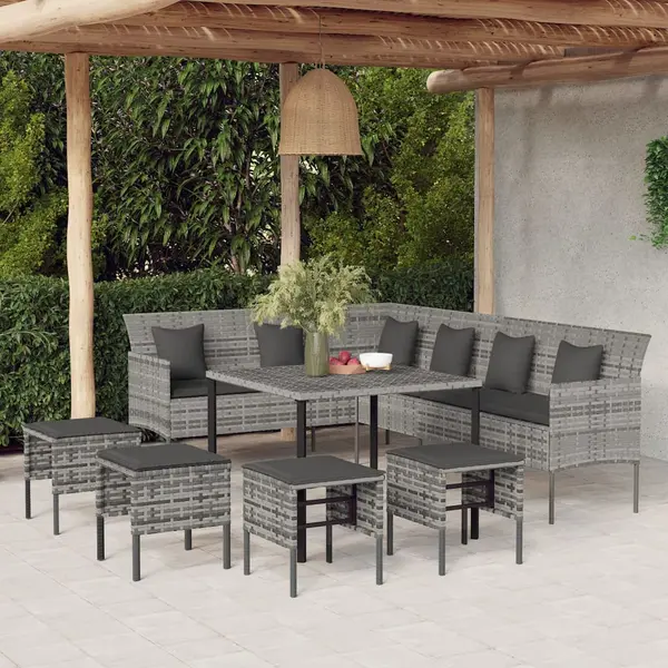 Gossi set mobilier de gradina cu perne, 6 piese, gri, poliratan