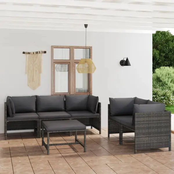 Gossi set mobilier de gradina cu perne, 6 piese, gri, poliratan
