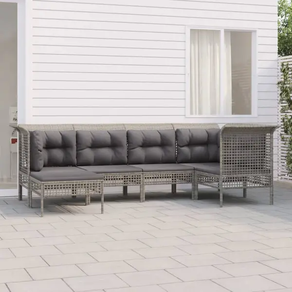 Gossi set mobilier de gradina cu perne, 6 piese, gri, poliratan