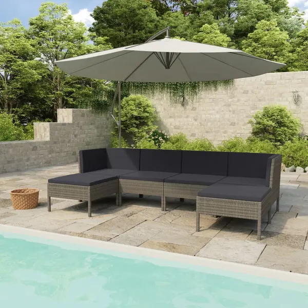 Gossi set mobilier de gradina cu perne, 6 piese, gri, poliratan