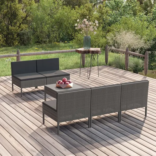 Gossi set mobilier de gradina cu perne, 6 piese, gri, poliratan