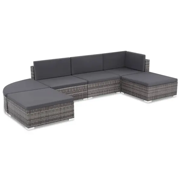 Gossi set mobilier de gradina cu perne, 6 piese, gri, poliratan