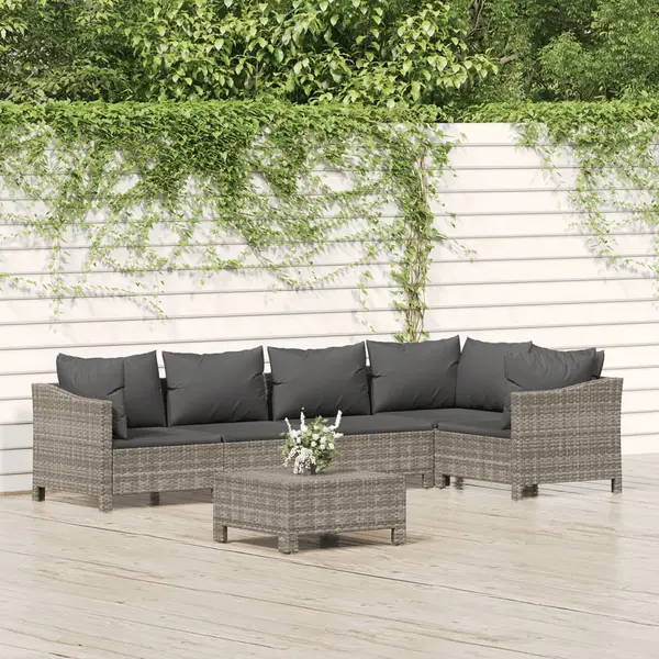 Gossi set mobilier de gradina cu perne, 6 piese, gri, poliratan