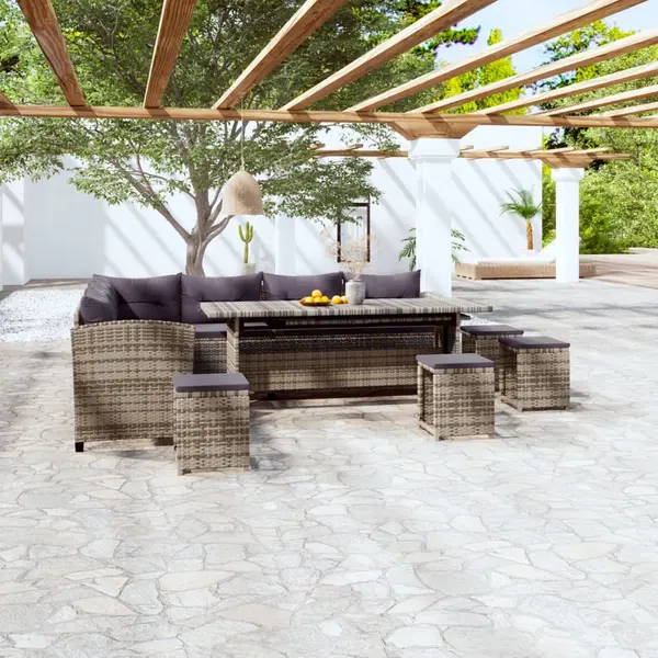 Gossi set mobilier de gradina cu perne, 6 piese, gri, poliratan
