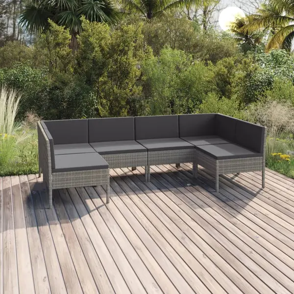 Gossi set mobilier de gradina cu perne, 6 piese, gri, poliratan