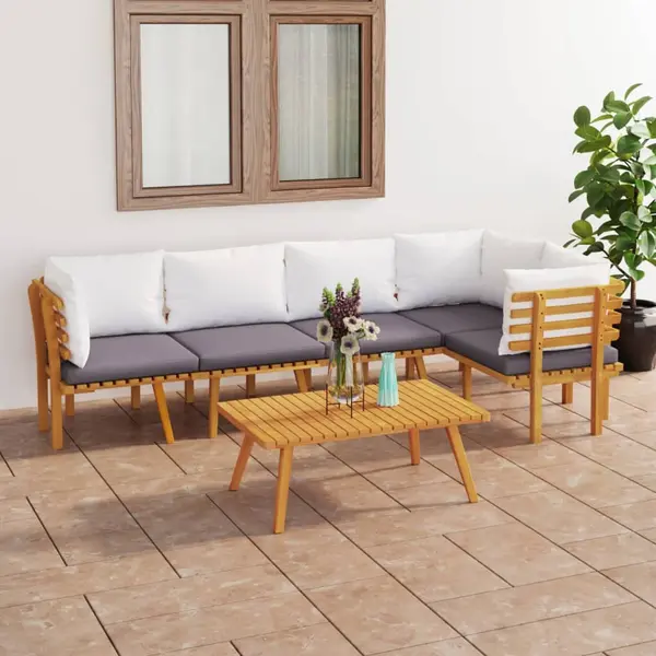 Gossi set mobilier de gradina cu perne, 6 piese, lemn masiv acacia