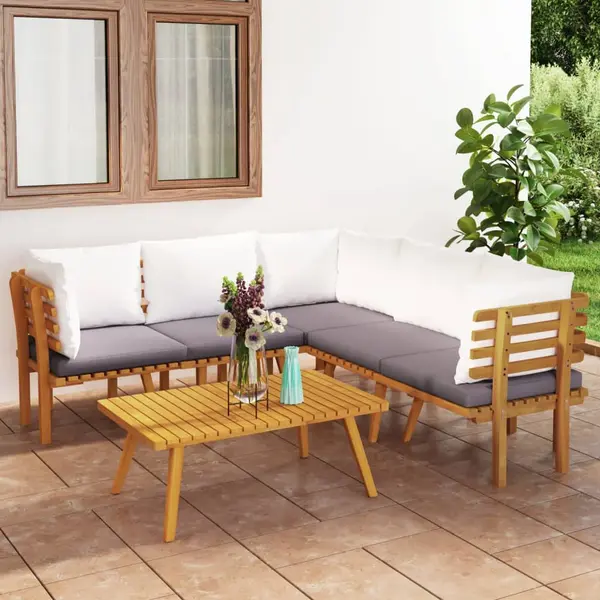 Gossi set mobilier de gradina cu perne, 6 piese, lemn masiv acacia