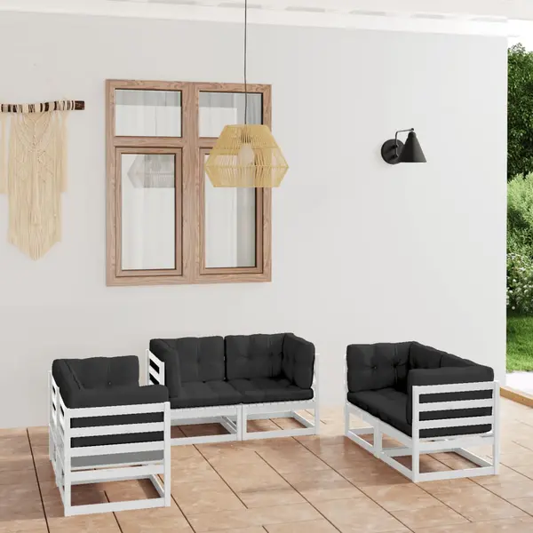 Gossi set mobilier de gradina cu perne, 6 piese, lemn masiv de pin