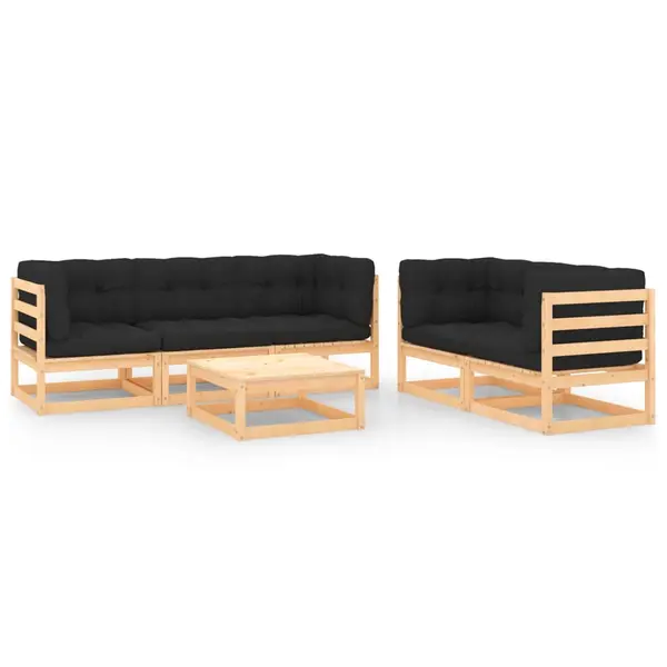 Gossi set mobilier de gradina cu perne, 6 piese, lemn masiv de pin