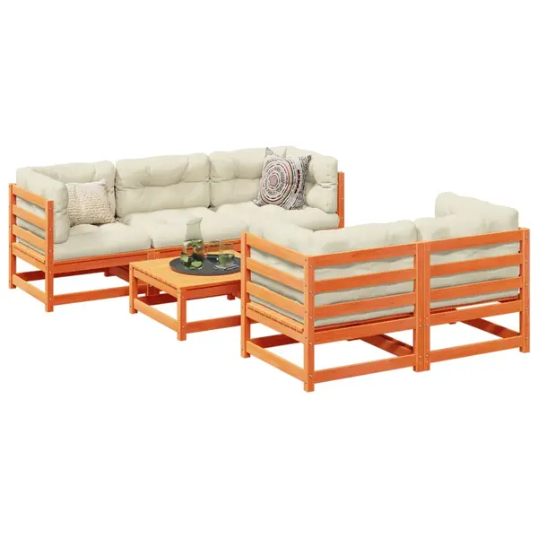 Gossi set mobilier de gradina cu perne, 6 piese, lemn masiv de pin