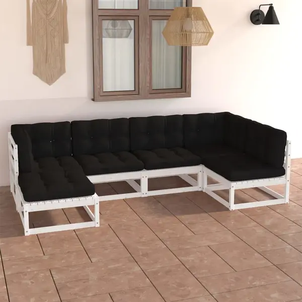 Gossi set mobilier de gradina cu perne, 6 piese, lemn masiv de pin