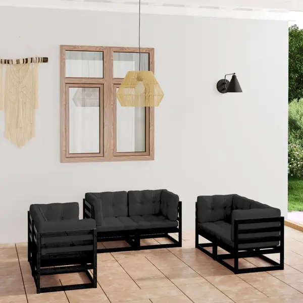 Gossi set mobilier de gradina cu perne, 6 piese, lemn masiv de pin