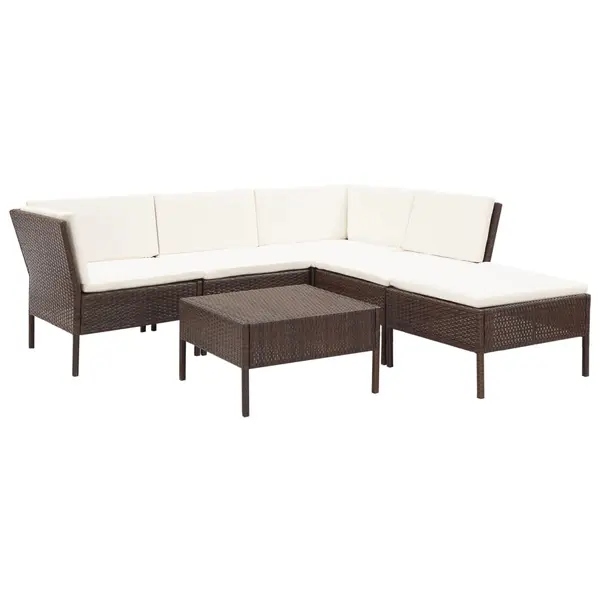 Gossi set mobilier de gradina cu perne, 6 piese, maro, poliratan